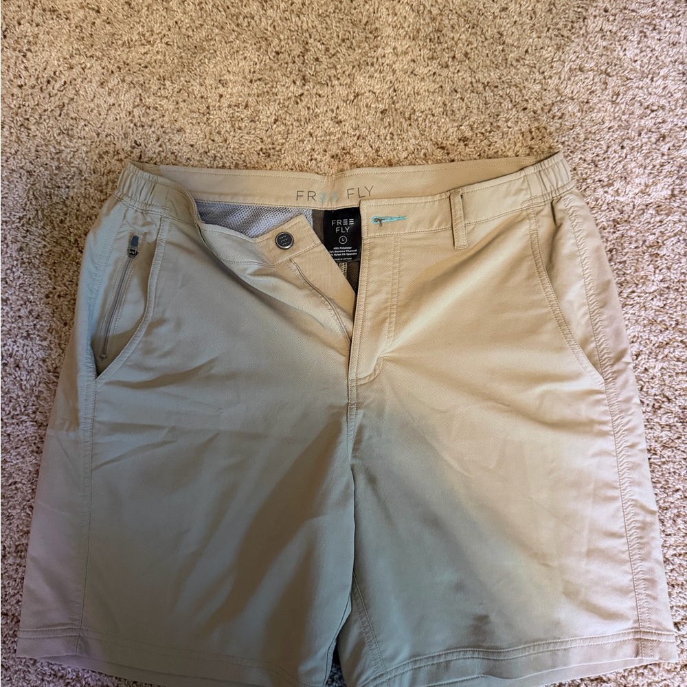 Free Fly Apparel Men's Beige Flat Front Shorts